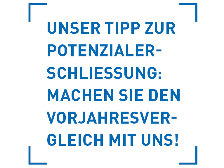 Unser Tipp zur Potenzial-Erschließung: Machen Sie mit uns den Vorjahresvergleich.