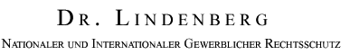 Logo schwarze Schrift auf transparentem Grund: Doktor Lindenberg, Nationaler und Internationaler Gewerblicher Rechtsschutz