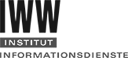 Logo IWW Institut, Informationsdienste. Schwarze und graue Schrift auf transparentem Hintergrund.